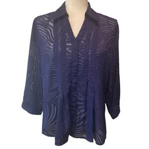 Coldwater Creek Purple Burnout Blouse Top Sz M (10-12) Button Up Whimsigoth